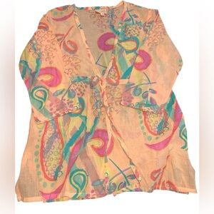 ME Mary Ellen Made In USA Cotton Colorful Tunic Size M/L Lightweight Boho